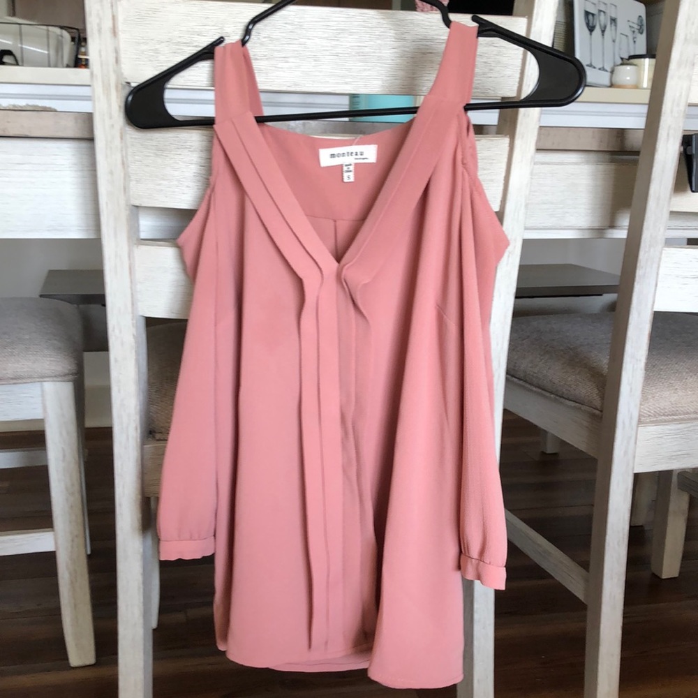 Pink cold shoulder blouse